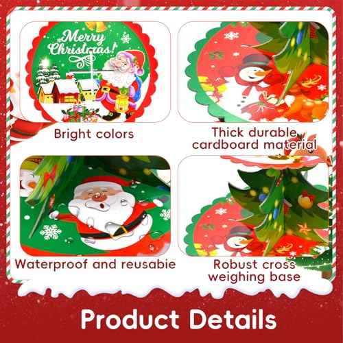 3-Tier Christmas Tree Cupcake Stand ? Santa and Snowman Dessert Display Holder for Holiday Party Table, Winter Celebrations, and Christmas Decorations