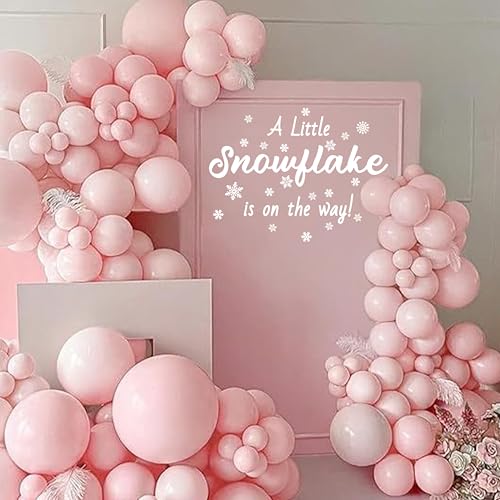A Little Snowflake is On The Way Decal - Winter Wonderland Baby Shower White Frosty Backdrop,Gender Reveal Decorations,Christmas Sign Birthday Party Supplies