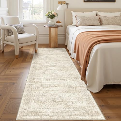 Beige 2'6 x 8' Non Slip Washable Runner Rug - Kitchen Entryway Mat