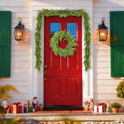 Glitzhome 2 PCS 6FT Christmas Norfolk Pine Garlands, Faux Real Touch