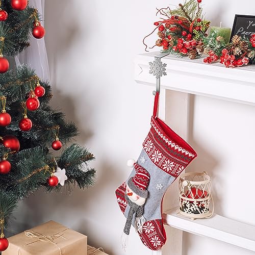 Lounsweer 12 Pcs Snowflake Stocking Hangers, Silver – Mantle Christmas Holder