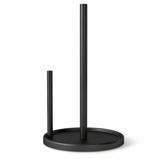 Jesginboo Paper Towel Holder Countertop, Black Kitchen Paper Towels Holder, Paper Roll Holder with Weighted Base