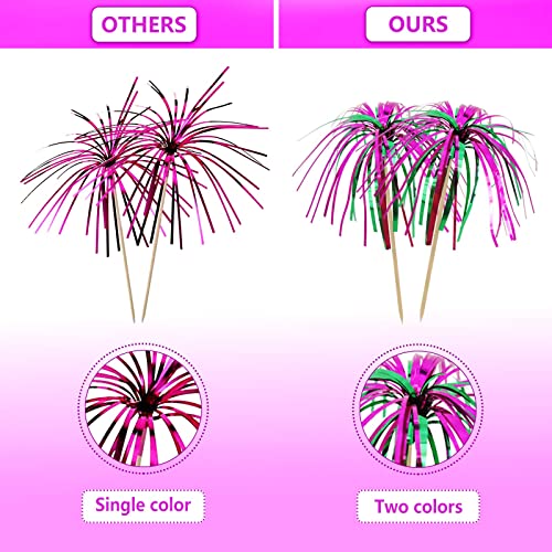 BLUE TOP Cocktail Picks Wood Foil Firework Cake Picks 9 Inch 100 PCS,Cupcake Toppers for Cakes Decoration, Children's Day, Party Suppliers,July 4th,Olymplic Games Celebration Party