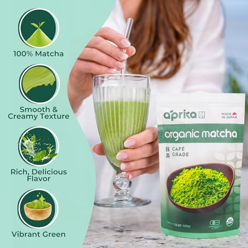Organic Matcha Powder from Japan - Ceremonial Café Grade, 3.5 Ounce Pack - AprikaLife