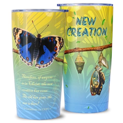 Eiryhope Christian Butterfly Tumbler - Bible Verse Travel Mug, 20oz Coffee Cup