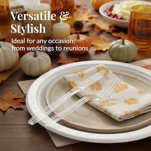 Prestee 300 Pack Clear Disposable Heavy Duty Plastic Forks for Events & Catering
