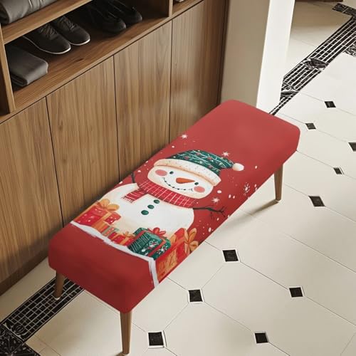 Cugasmaru Snowman Christmas Bench Cover Stretch Fit Waterproof Decor