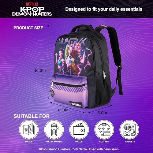 Huntrix 16” K-Pop Demon Hunters Backpack for Girls - Large, Rumi & Friends