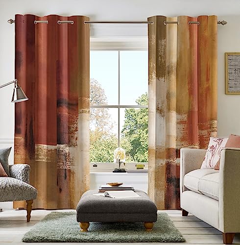 Burnt Orange Abstract Curtains Set - 2 Panels 52W x 84L Variation of THIS listing