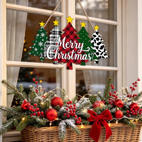 Christmas Wooden Wreath Sign Merry Christmas Front Door Decor