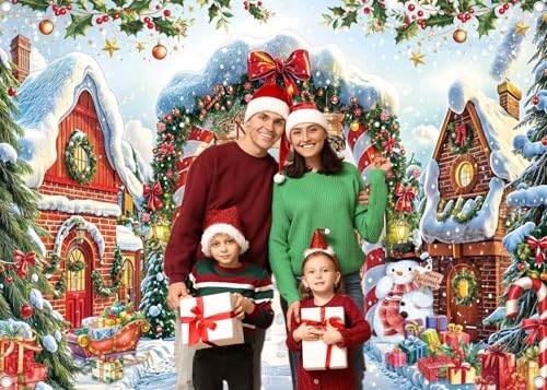 10x8ft North Pole Christmas Backdrop Banner – Vinyl Photo Backdrop (3.0m x 2.4m) BINQOO