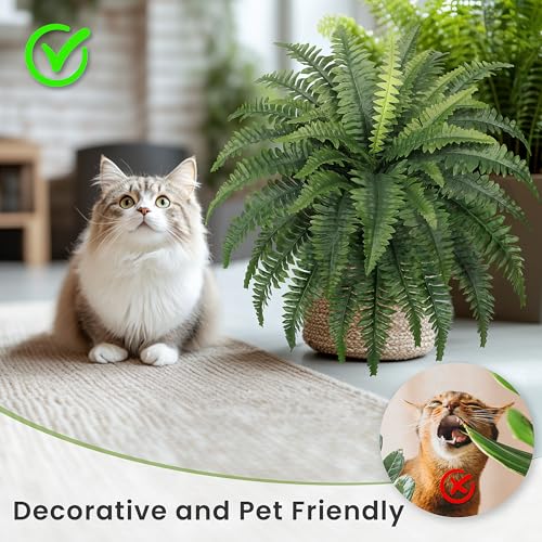 35-Inch Artificial Fern Bushes 2-Pack for Outdoor & Indoor Decor