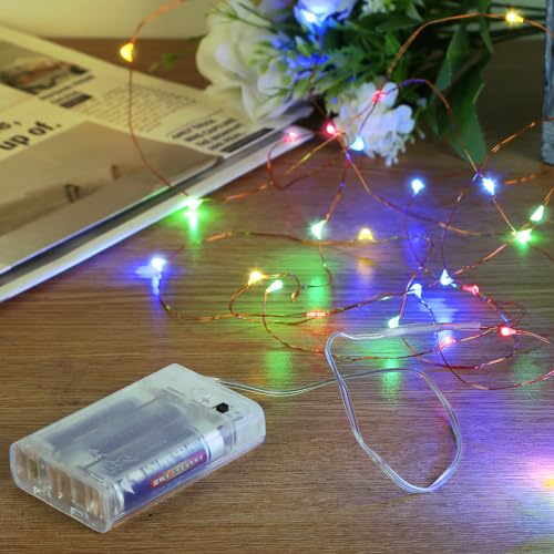 Sanniu 8 Pack Battery-Operated LED Fairy Lights 5m Copper Wire Multicolor Starry Strings