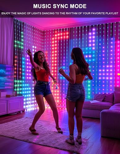 Smart DIY Color Changing Curtain Lights 400LED 6.6ft x 6.6ft Halloween Xmas Indoor Outdoor