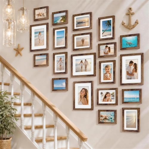Pallene Collage Wall Picture Frames Set of 20 in Brown - Multi-Size Gallery Wall Decor