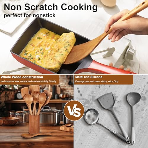 Wooden Spoons for Cooking - 8-Piece Kitchen Utensil Set made of