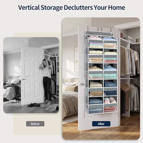 Grey 5-Tier Over The Door Organizer with 10 Compartments & Clear Window