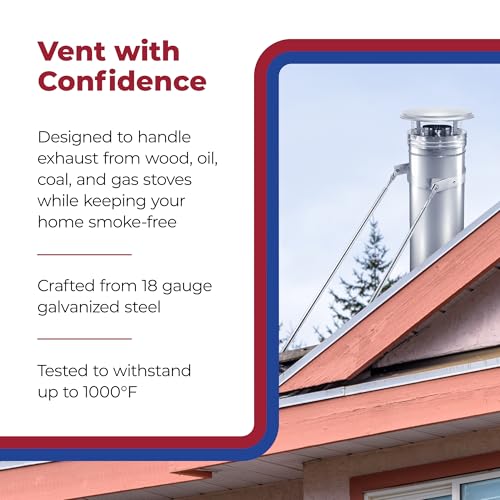 DuraVent DuraPlus 6-Inch Diameter Stainless Steel Chimney Pipe - 12-Inch Length, Triple-Wall Construction