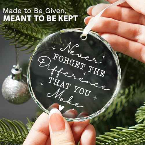 Thank You Gifts for Women Men - Christmas Appreciation Gifts for Coworkers, Teacher, Boss, Nurse, Employee, Friend, Office, Pastor - Bosses Day Gift for Women Men - Glass Christmas Ornaments 2025