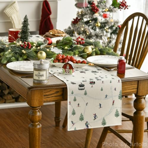 Artoid Mode Winter Table Runner 13x60 Inch Beige Home Decor for Dining