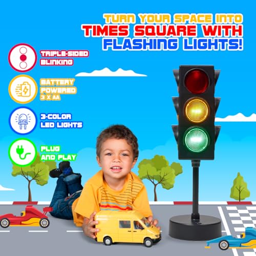 Traffic Light Lamp 11 Inch with Remote Control, 3 Color Changing Modes