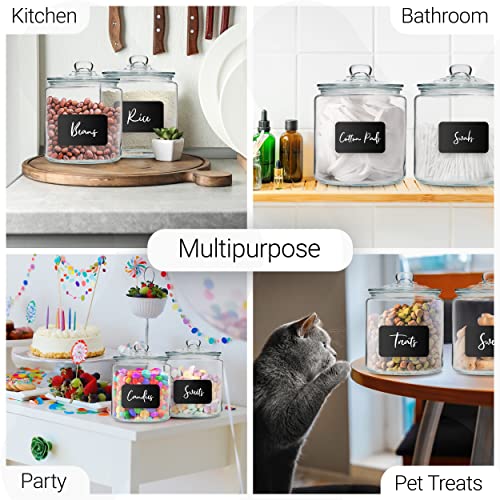 Glass Canister Set with Airtight Lids & Labels – Food Storage Containers for Kitchen & Pantry