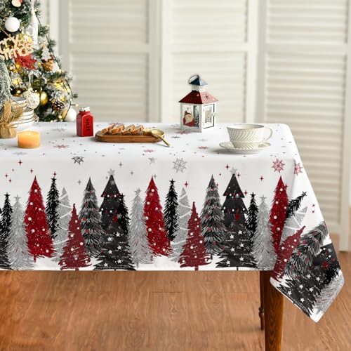 Horaldaily 60 x 60 Inch Red Christmas Tree Tablecloth Square Holiday Decor