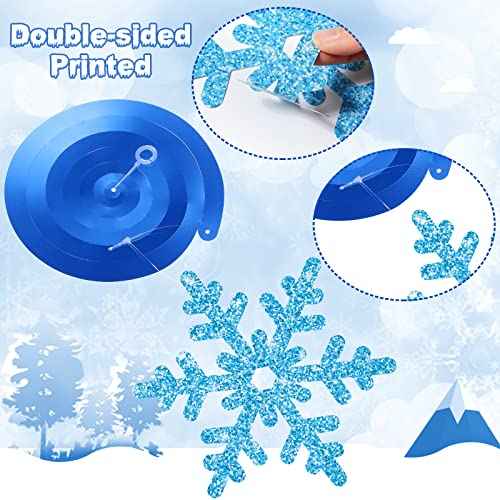 Sumind 30 Pcs Winter Party Wonderland Decorations Snowflake Hanging Swirls Ceiling Decor Winter Baby Shower Streamers Christmas Hanging Decor Holiday Birthday Wedding Party Supplies(Blue, Silver)