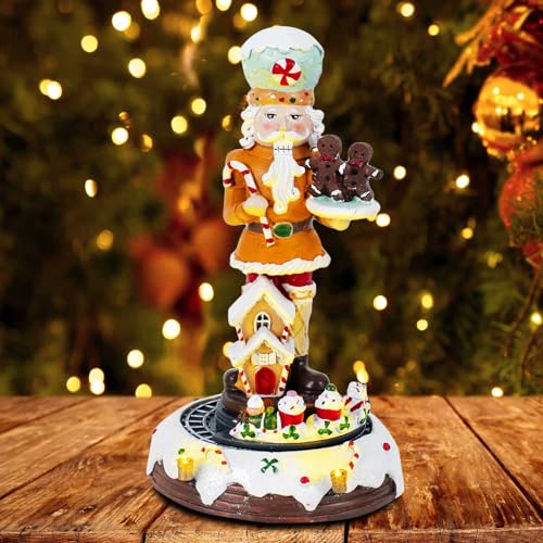 Innodept12 Gingerbread Nutcracker Collection – Animated LED Train Scene Vintage Figurines