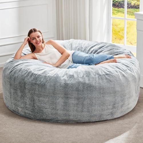 Giant Bean Bag Chair for Adults 5FT Grey - Memory Foam Support & Removable Cover Variation: Grey / X-Large