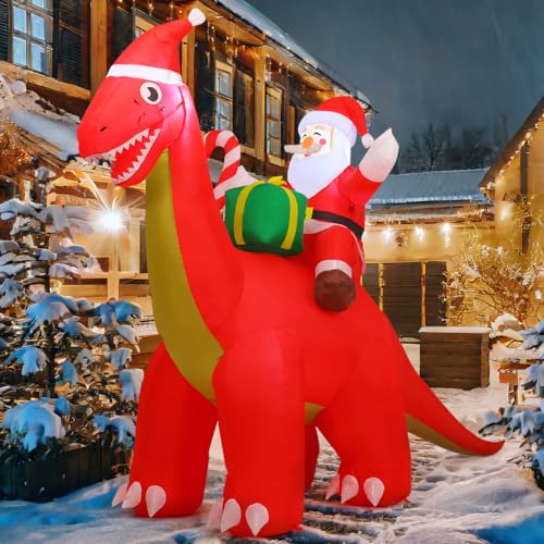 8.5ft Santa Riding Dinosaur Christmas Inflatable Outdoor Decor