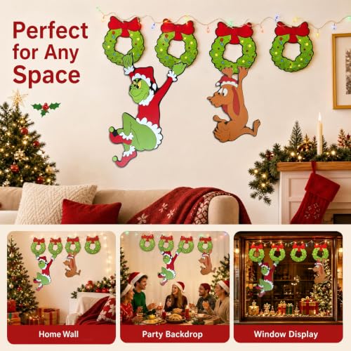 Christmas Decorations, 6PCS Light Up Fence Outdoor Decorations Green