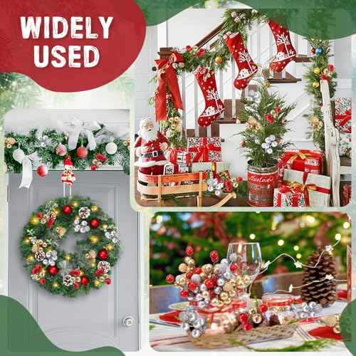 10pcs Fake Silvery Berries Artificial Glitter Decorations Glitter Foam Flower Core Lifelike Plants Picks Wedding Holiday DIY Crafts Bouquet