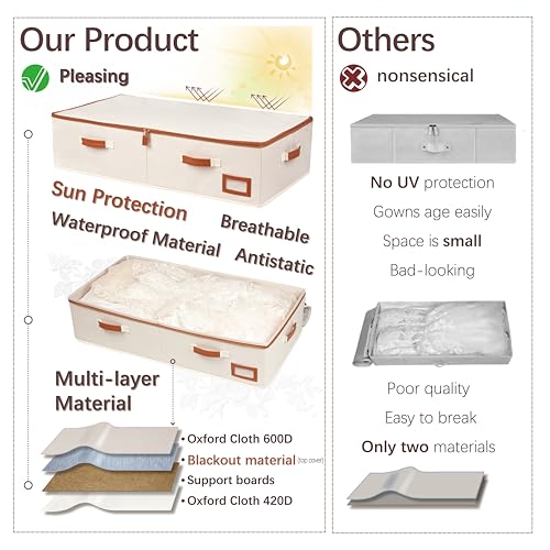 Large Wedding Dress Storage Box with Accessories Organizer - Dustproof & Foldable