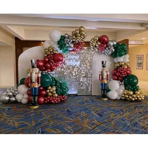 Christmas Balloons, 50pcs 12 inch Red Green Gold Latex Balloons for Christmas Party Decorations