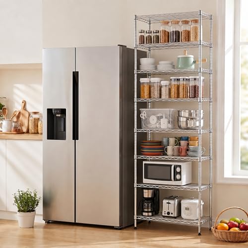 Finnhomy Chrome 8-Tier Adjustable Wire Shelving Unit - 80.7 Inches High Storage Rack