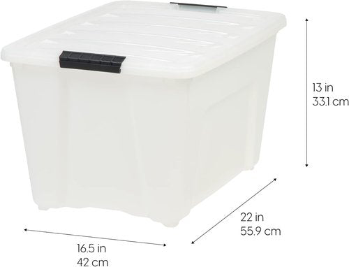 IRIS USA 54 QT Plastic Storage Box - BPA-Free, Durable Nestable Containers with Lids - 4 Pack, Pearl Color