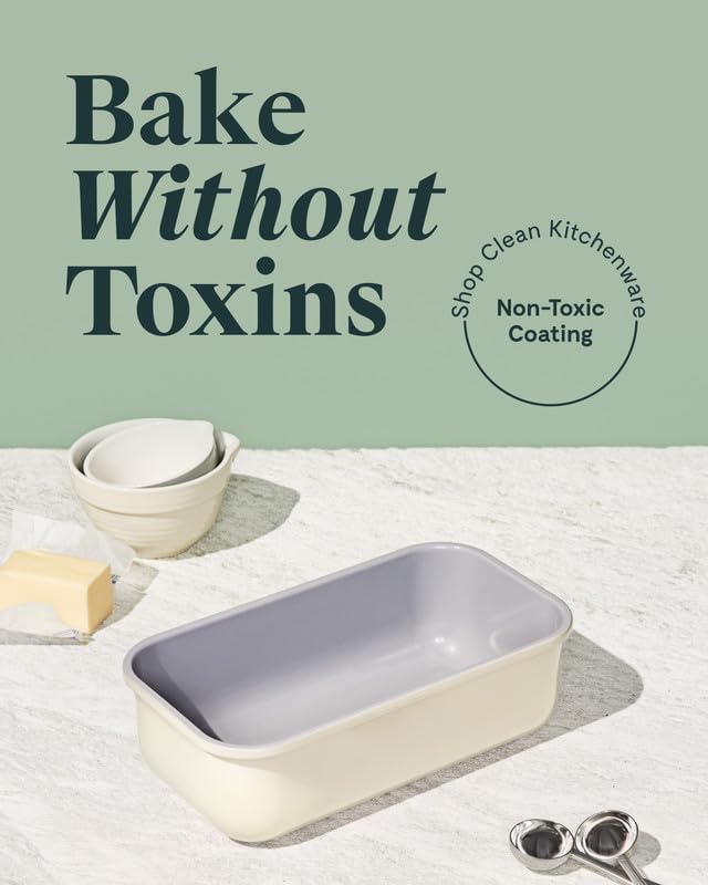 Cream Non-Stick Ceramic Loaf Pan 1 lb - Oven Safe & Eco-Friendly