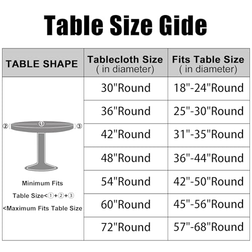 Smiry Christmas Round Fitted Tablecloth 42-50 Inch with Elastic Windproof Edge - Xmas Red & White
