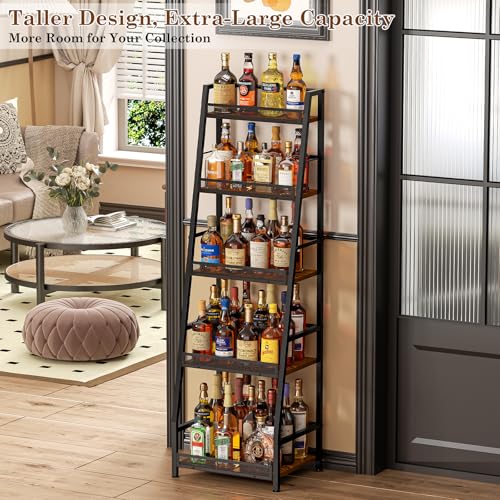 5-Tier Trapezoid Liquor Cabinet for Home Bar Large Capacity - Upgraded