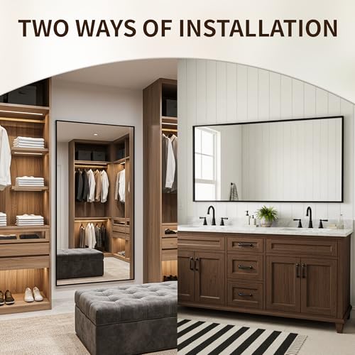 FICTOR Black Bathroom Vanity Mirror 30 x 48 inches Over Sink with Frame - Model: 48"L x 30"W