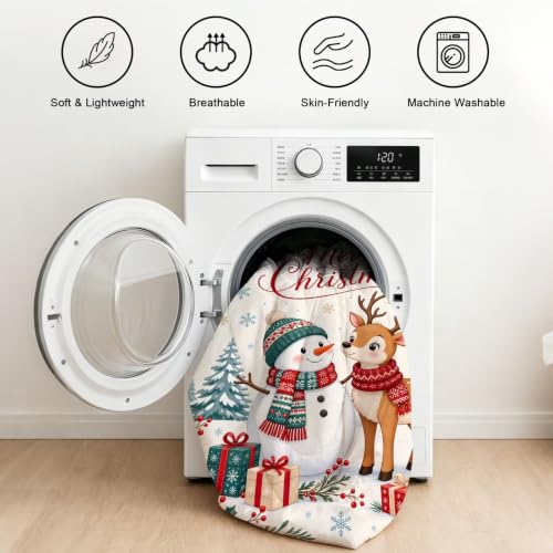 Christmas Reindeer Snowman Xmas Tree Queen Bedding Set FUYEUN 14