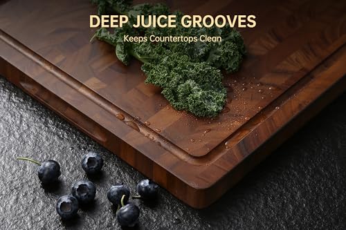 Walnut End Grain Cutting Board - 17 x 13 Inches Kitchen Chopping & Serving