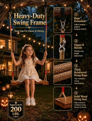 HOPOCO Lighted Halloween Swing Ghost Outdoor Decor with Remote Control