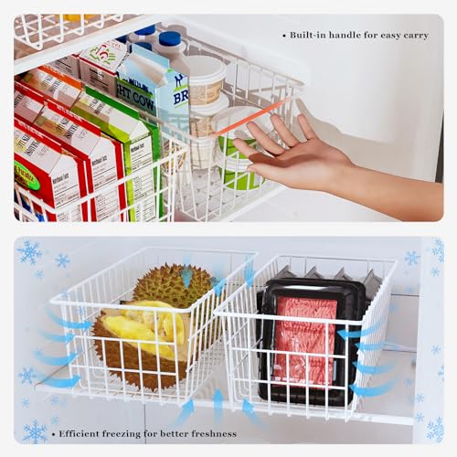Freezer Organizer Bins for Upright & Chest Freezers - Wire Drawer Baskets, Set of 5