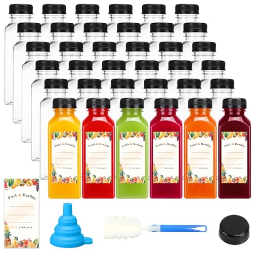 Moretoes 12oz Juice Bottles Set of 128 with Leak-Proof Caps & Labels