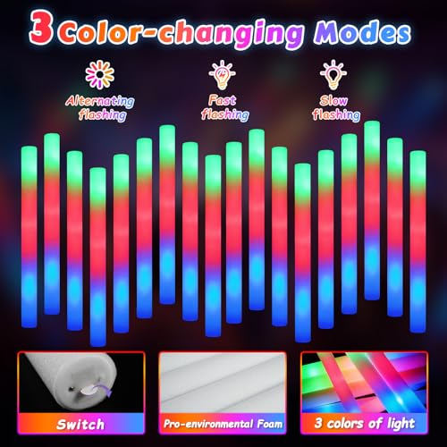 72PCS LED Foam Light Up Sticks Party Pack for Weddings, Concerts & Celebrations