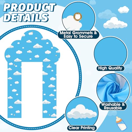 3-Piece Blue Sky White Clouds Door Banner Set for Party & Baby Shower Decor