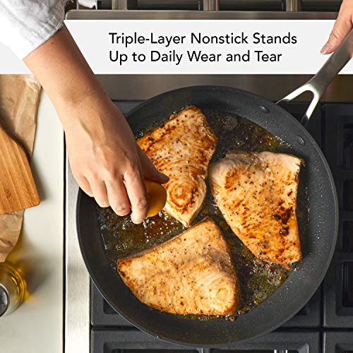 KitchenAid 12.25-Inch Induction Nonstick Frying Pan with Lid - Matte Black Skillet