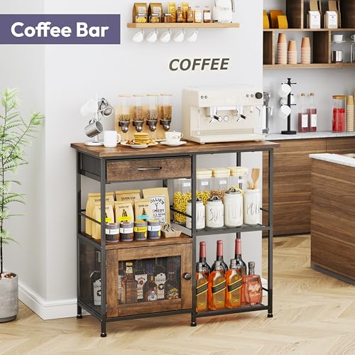Espresso Large Farmhouse Coffee Bar Cabinet with Storage - 33.31x14.25 inches
